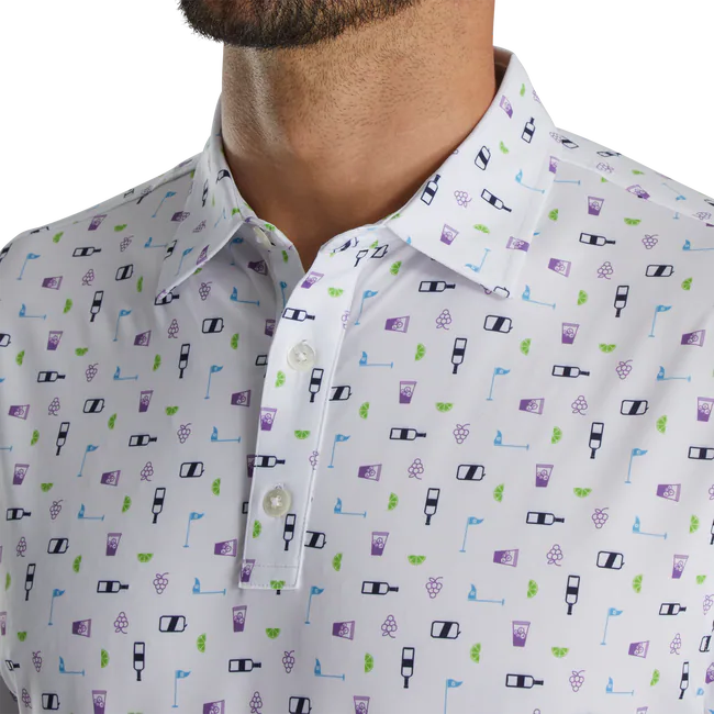 TRANSFUSION PRINT LISLE SELF COLLAR WHITE