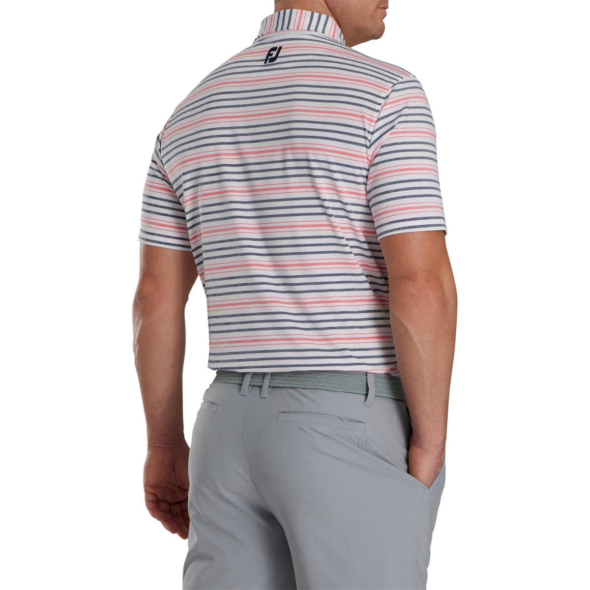 SPACE DYE STRIPE LISLE SELF COLLAR