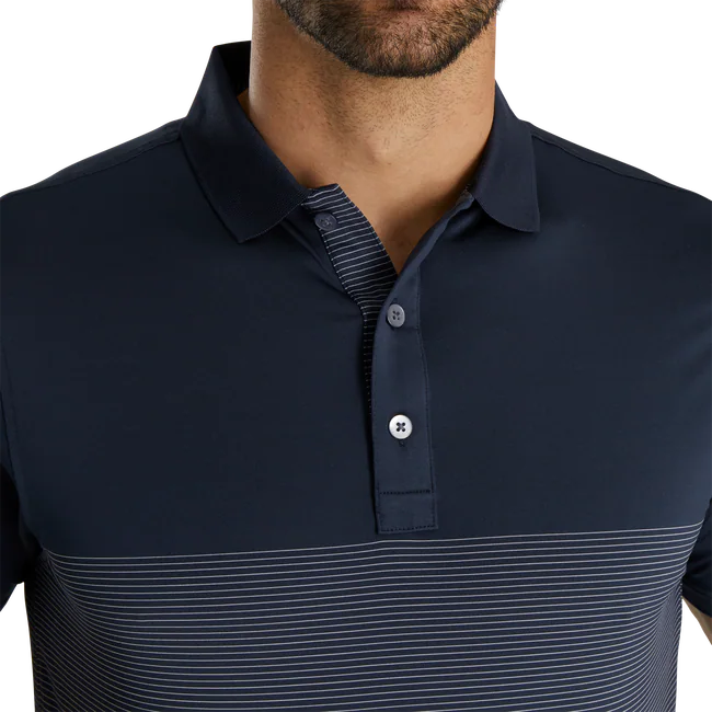 LISLE ENGINEERED PIN STRIPE SELF COLLAR NAVY