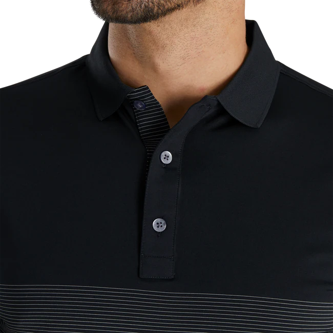 LISLE ENGINEERED PIN STRIPE SELF COLLAR BLACK