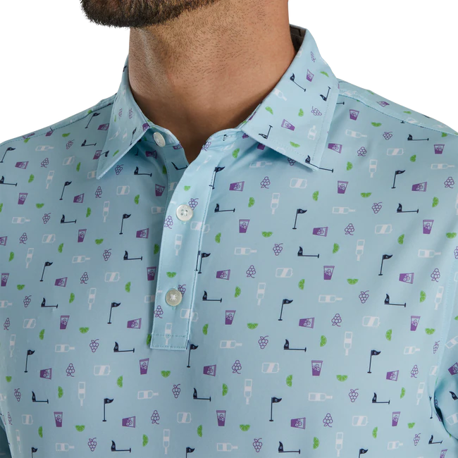 TRANSFUSION PRINT LISLE SELF COLLAR BLUE