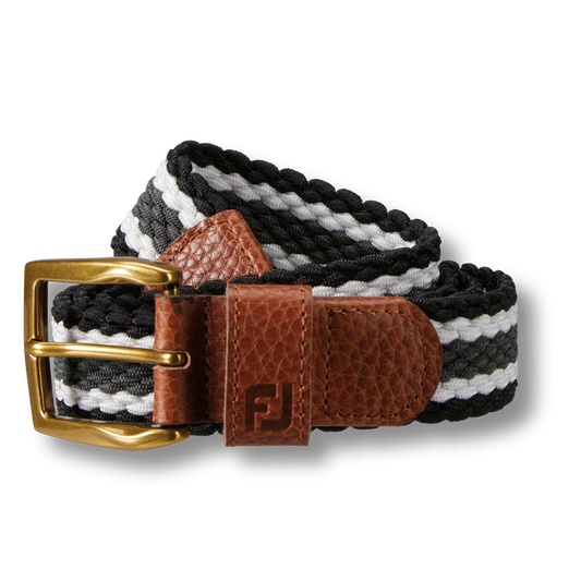 STRIPED BRAIDED BELT BLACK AND WHITE